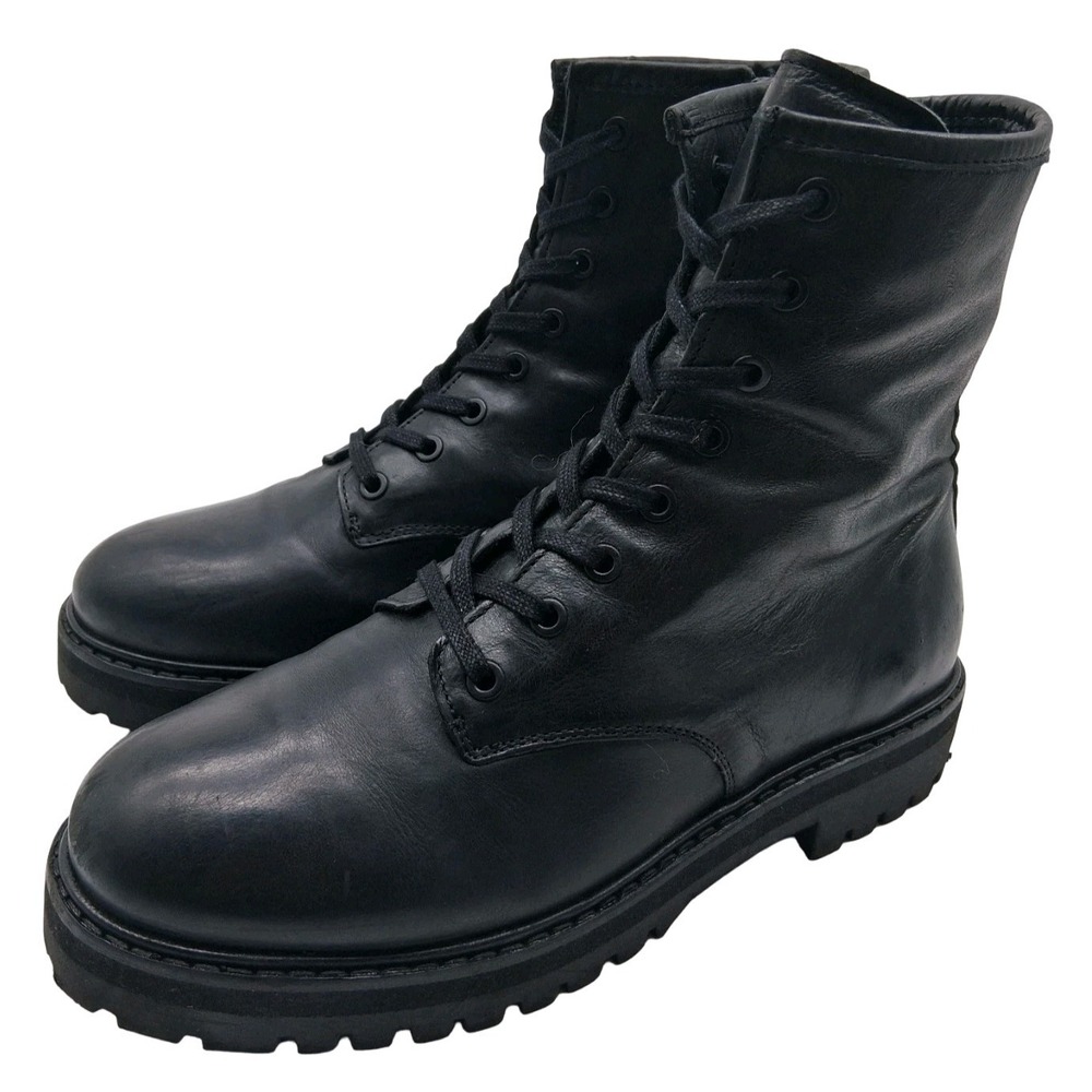 Thursday Everyday Boots Womens Size 7.5 Black Leather Combat Ankle Zip Casual